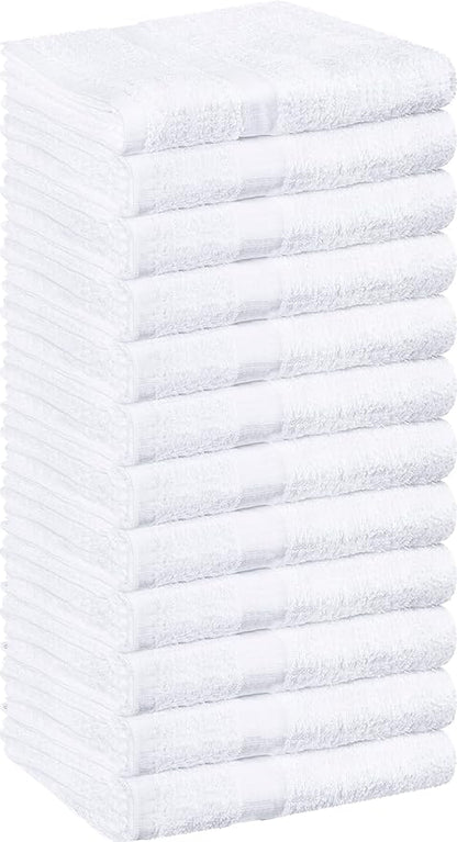 Utopia Towels, Salon Towel, Pack of 12, 16 by 27 Inches, Highly Absorbent Cotton Towels for Hand, Gym, Beauty, Spa, and Home Hair Care, White