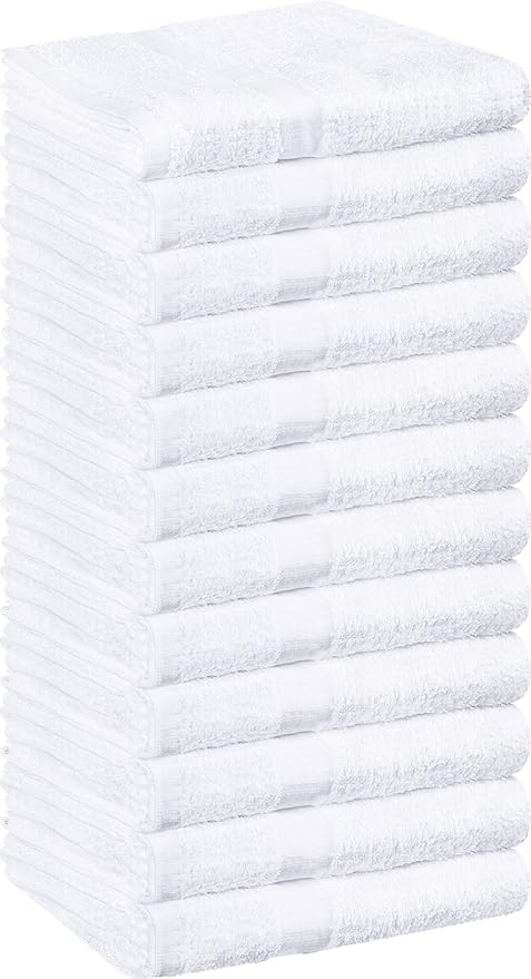 Utopia Towels, Salon Towel, Pack of 12, 16 by 27 Inches, Highly Absorbent Cotton Towels for Hand, Gym, Beauty, Spa, and Home Hair Care, White