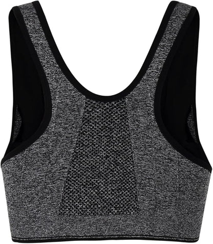 Women's Zipper Front Closure Sports Bra Racerback Yoga Bras
