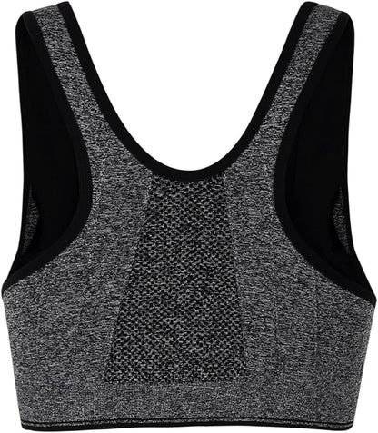 Women's Zipper Front Closure Sports Bra Racerback Yoga Bras