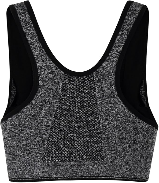 Women's Zipper Front Closure Sports Bra Racerback Yoga Bras