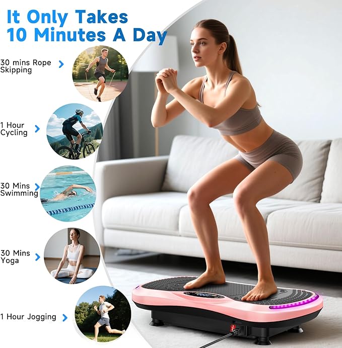 Vibration Plate Exercise Machine for Lymphatic Drainage, Vibration Machine for Full-Body Weight Loss Shaping, Vibrate Fitness Platform 400 Lbs & 200 Adjustable Speeds for Women Men Home Gym