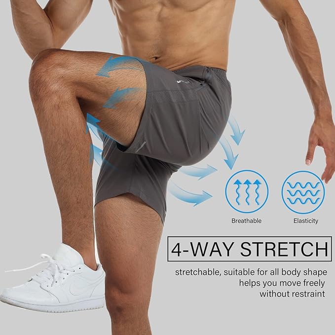 Men's Running Shorts 6" Quick Dry Gym Athletic Workout Shorts for Men with Pockets