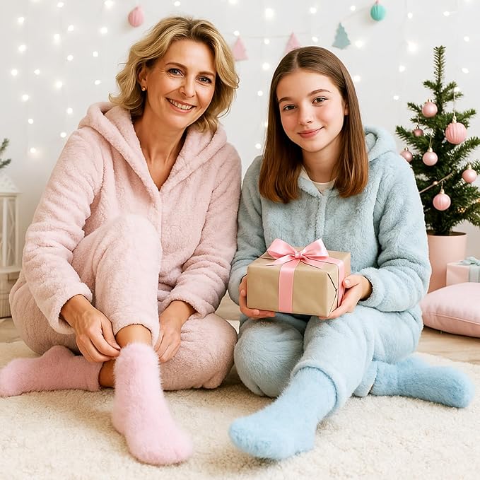 Geyoga 6 Pairs Fuzzy Socks for Women Cozy Fluffy Slipper Socks Mink Velvet Soft Winter Warm Sleeping Christmas Gifts