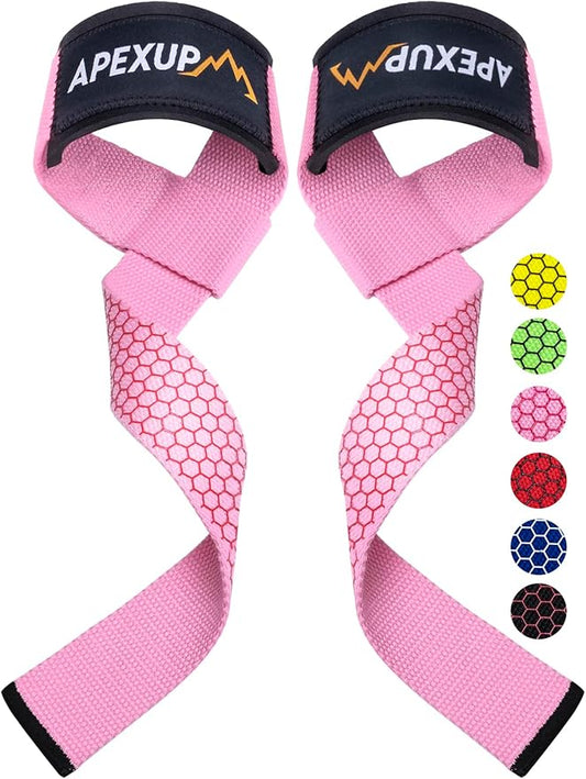 APEXUP Weight Lifting Straps for Weightlifting, Lifting Wrist Straps Gym, Deadlift Strap, Anti Slip Silicone Weightlifting Strap Men Women Powerlifting, Strength Training