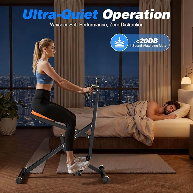 OWLSKY Squat Rowing Machine for Home Gym, Compact Foldable Squat Exercise Machine with LCD Monitor, Low-Impact Workout, Adjustable Seat, 350 LBS, Full-Body Fitness Equipment