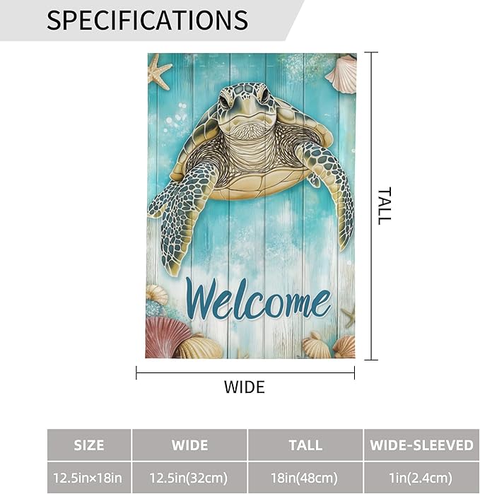 Sea Turtle Garden Flag 12x18 In Double Sided Yard Flags Lawn Sign Decor No Flagstand