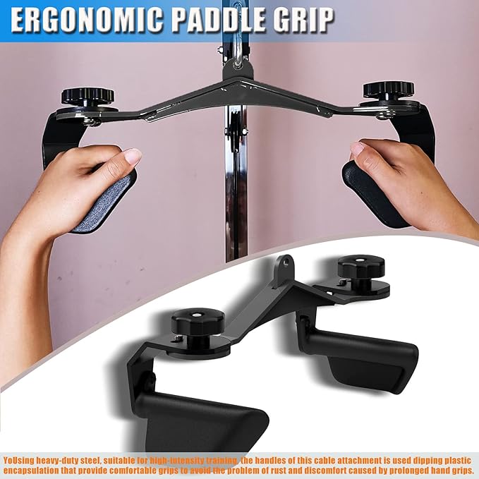 KORIKAHM Adjustable Lat Pull down Bar, Cable Machine Attachments for Gym, Home Gym Fitness T-bar Row Pulldown Attachments, Lat Pull Down Machine Wide Grip Neutral Grip Handle