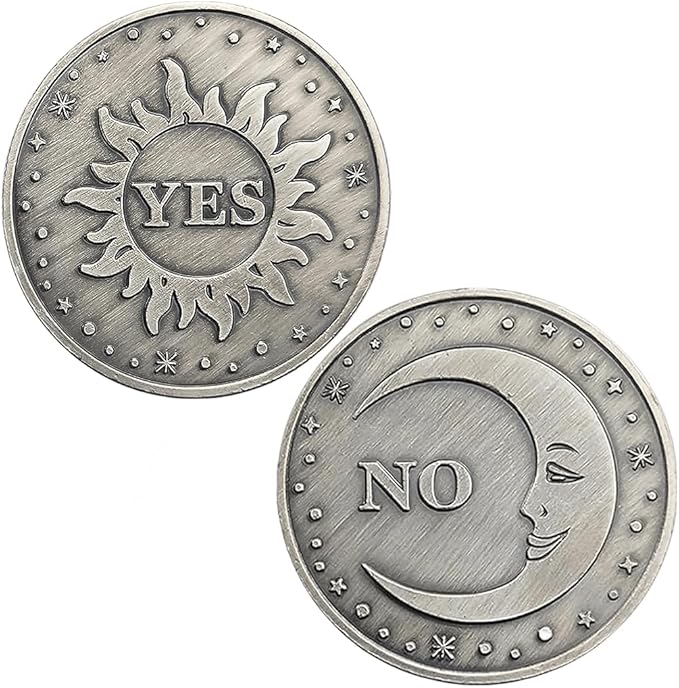 Yes No Challenge Coin Sun and Moon Decision Maker Divination Coin