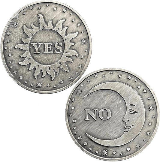 Yes No Challenge Coin Sun and Moon Decision Maker Divination Coin