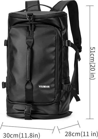 Gym Duffle Bag with Shoe Compartment,4 ways Travel Backpack for Women and Men, Multi-Functional Weekender Backpack with Waterproof for Fitness, Travel, Camping motorcycle helmet bag