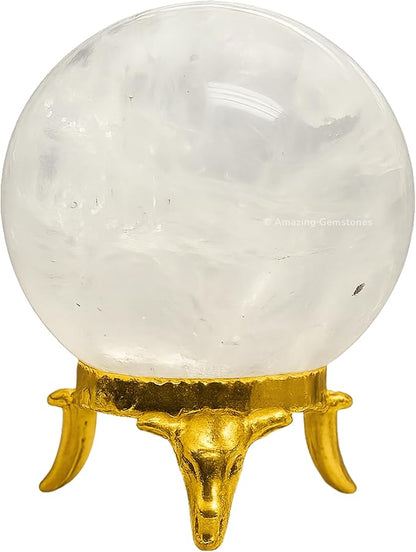 Amazing Gemstone Clear Quartz Crystal Ball with Stand - 2 Inches Crystal Sphere Meditation Balls for Witchcraft and Decorative Balls