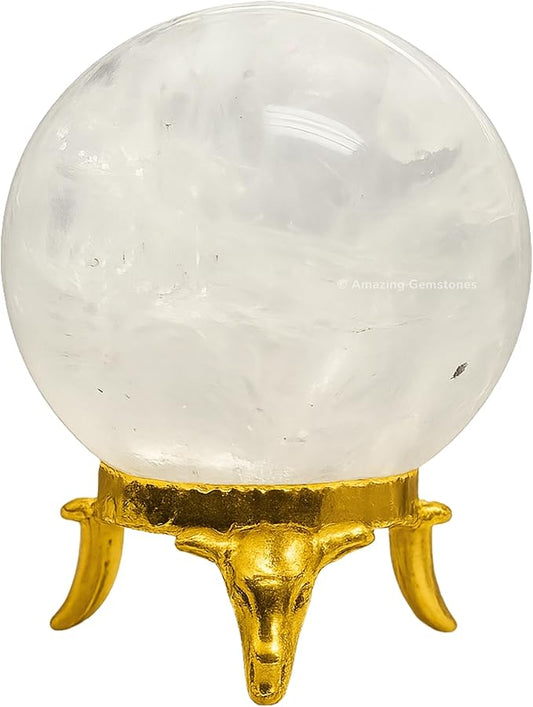 Amazing Gemstone Clear Quartz Crystal Ball with Stand - 2 Inches Crystal Sphere Meditation Balls for Witchcraft and Decorative Balls