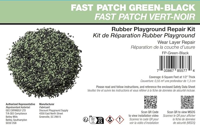 Poured-in-Place Surfacing Repair Kit Fix Rubber Playground (Green/Black, Standard)