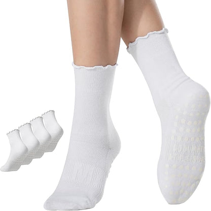 CoolMate Pilates Socks with Grips for Women, Yoga Socks, Crew Non Slip Women for Workout, Barre, Pilates Gifts