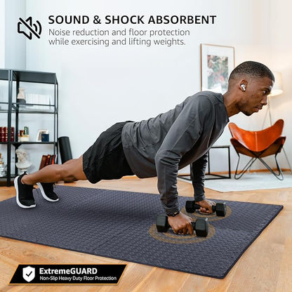 48 Pack - 1/2" Extra Thick Floor Exercise Mat for Home Gym Floor Padding for Kids - High-Density EVA Interlocking Foam Floor Tiles for Gym Equipment, Play Area, Yoga, Cardio, Weights, MMA