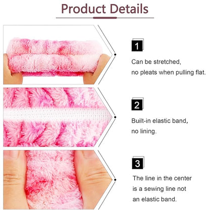 VELSCRUN Spa Headband, Makeup Face Wash Skincare Headbands, 5 Pcs Pink Colorful Sponge Bow Tie Get Ready HairBand Facial Wristband Hair Clips Set, Stuff for Teen Girls Women Trendy Hair Accessories