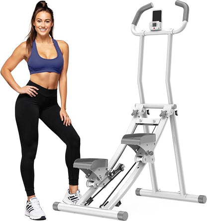 Stair Stepper for Home Gym Exercise, Stair Climber for Full Body Workout with Adjustable Handlebar & Pedals, Compact Foldable Vertical Cardio Exercise Climber with LCD Display