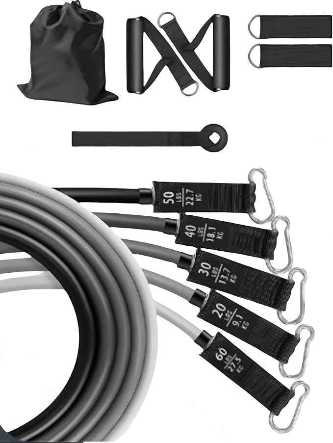 Heavy Resistance Bands Serious Steel Workout Bands - Multi-Functional Adjustable Detachable High Elasticity Non-Slip Durable for Full-Body Workout Home Gym Outdoor Exercise Men Women