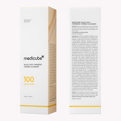 medicube Kojic Acid Turmeric Whip Cleanser | Daily Facial Cleanser for Brightening, Balancing Skin Tone & Texture | Fade Appearance of Uneven Patches & Ideal for Use After Spot Care | Korean Skincare