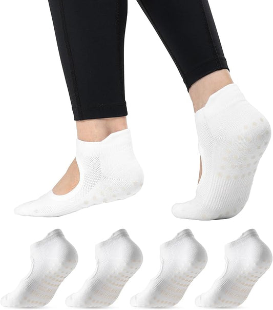 CoolMate Pilates Socks with Grips for Women, Yoga Socks, Crew Non Slip Women for Workout, Barre, Pilates Gifts