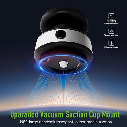 for Suction Phone Mount, 360° Adjustable Vacuum Magnetic Phone Holder,Only on Car/Gym/Mirror/Smooth Surface/Vlogging Travel,Phone Holders for Your Car Compatible with All Smartphones （Silver）
