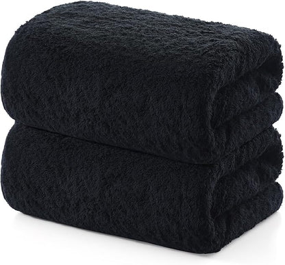 REDKISS 2 Piece Luxury Bath Towel Set - 31x62 inch Oversized Thick Bath Sheet, 100% Cotton, 900 GSM, Super Soft, Highly Absorbent, Quick Dry Large Black Bath Towels, Ideal for Bathroom, Pool, Gym, Spa