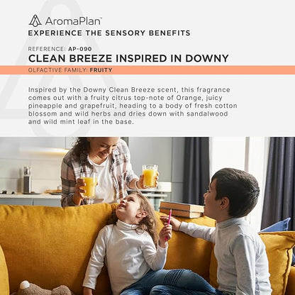 AromaPlan Scents, Clean Smelling Essential Oils, Clean Breeze Inspired by D. (5 Fl Oz /148ml)-Fresh Scent Essential Oil for Diffuser, USA Fragrance, Bigger Bottle, Bolder Aroma & Longer Lasting