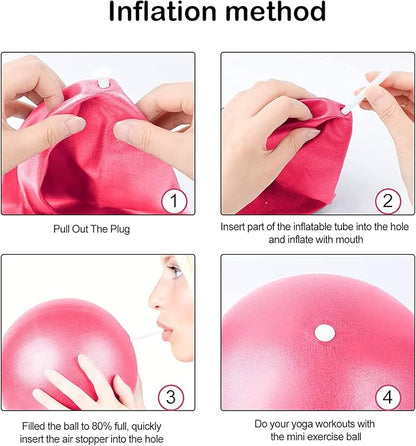 Small Exercise Ball Anti-Burst Non-Slip Stability 9 Inch with Inflatable Straw Mini Pilates Balls Ideal for Yoga Exercise Pilates Physical Therapy Stretching Core Fitness