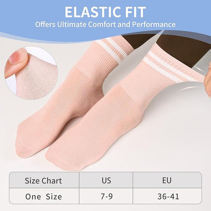 Non-Slip Pilates Socks with Grips for Women 5 Pairs Cute Yoga Socks Grippy for Yoga Barre Ballet