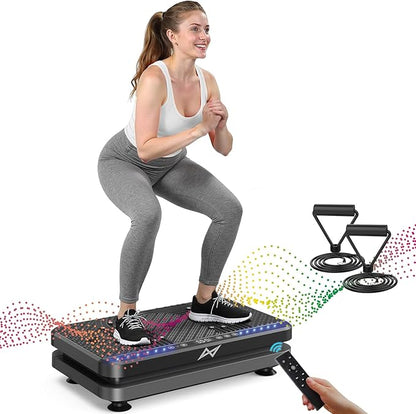 AXV Vibration Plate Fitness Platform Exercise Machine Vibrating Lymphatic Drainage Shaking Full Body Shaker Workout Vibrate Stand Shake Board Sport Gym for Weight Loss Fat Burner for Women Men
