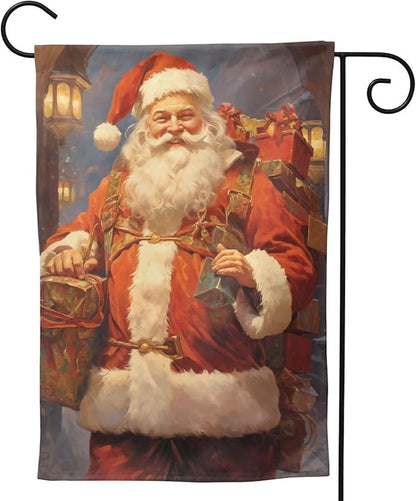 Santa Claus Garden Flag 12x18 In Double Sided Yard Flags Lawn Sign Decor No Flagstand