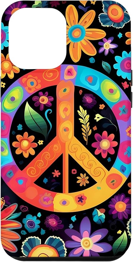 iPhone 12 Pro Max Peace Sign Hippie Floral Case