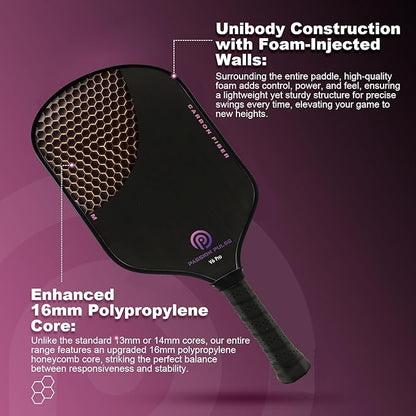 Pickleball Paddles 2025,Raw Carbon Fiber Surface（CFS） 16mm T700 High Grit & Spin, Pro Pickle Ball Paddles Designed for Ultimate Spin & Consistency