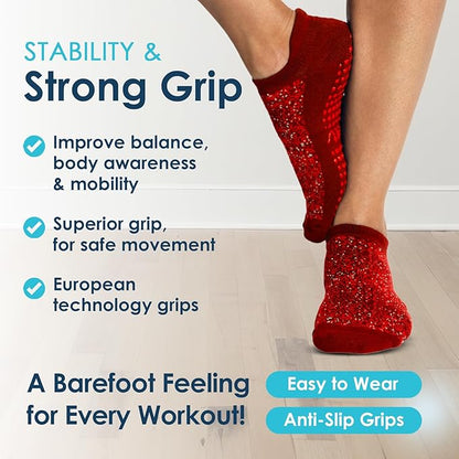 Tucketts Crew Closed Toes Non-Slip Grip Socks - Anti Skid Yoga, Barre, Pilates, Home & Leisure, Pedicure