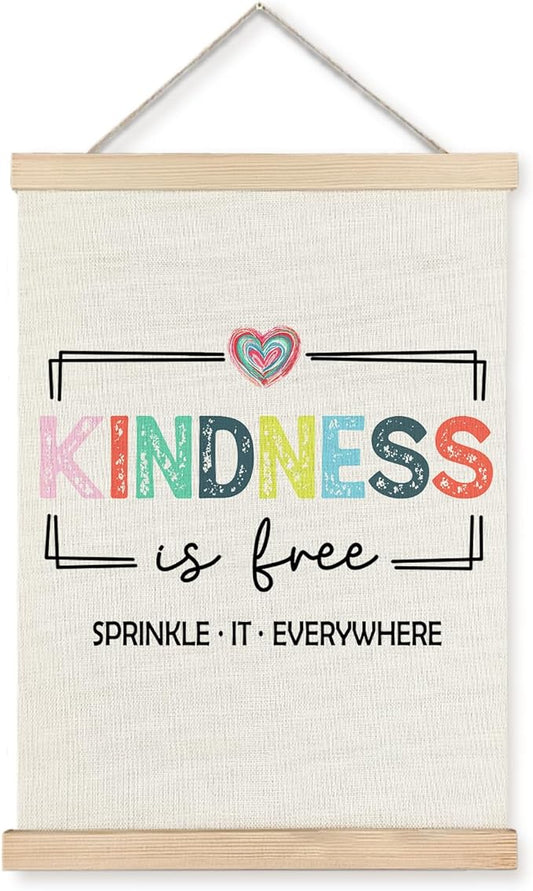 JINYO Inspirational Wall Decor, Kindness Is Free Motivational Wall Art Poster, Inspirational Positive Quotes Canvas Prints Wall Decor for Home Living Room Bedroom Dorm Office, 12x16 Inches