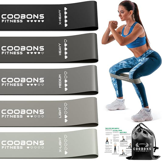 Resistance Bands for Working Out, Exercise Bands Resistance Bands Set with 5 Resistance Levels, Latex Loop Bands for Women Men, Workout Bands for Legs, Glutes, Strength Training, Yoga, Home Gym