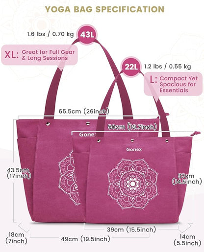 Gonex Yoga Mat Bag, Yoga Gym Bag Tote Bag with Multi Pockets For Women Men, Canvas Yoga Mat Carrier Take in Out Mat Easily For Pilates Travel Workout Office