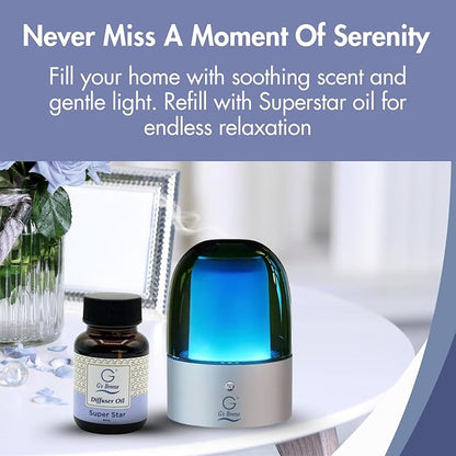 G's Breeze Smart Aroma Diffuser with 60ml Superstar Scent Refill – Bluetooth & Wi-Fi App Control, LED Lighting, Adjustable Intensity, Long-Lasting Fresh Clean Masculine Fragrance for Home or Office