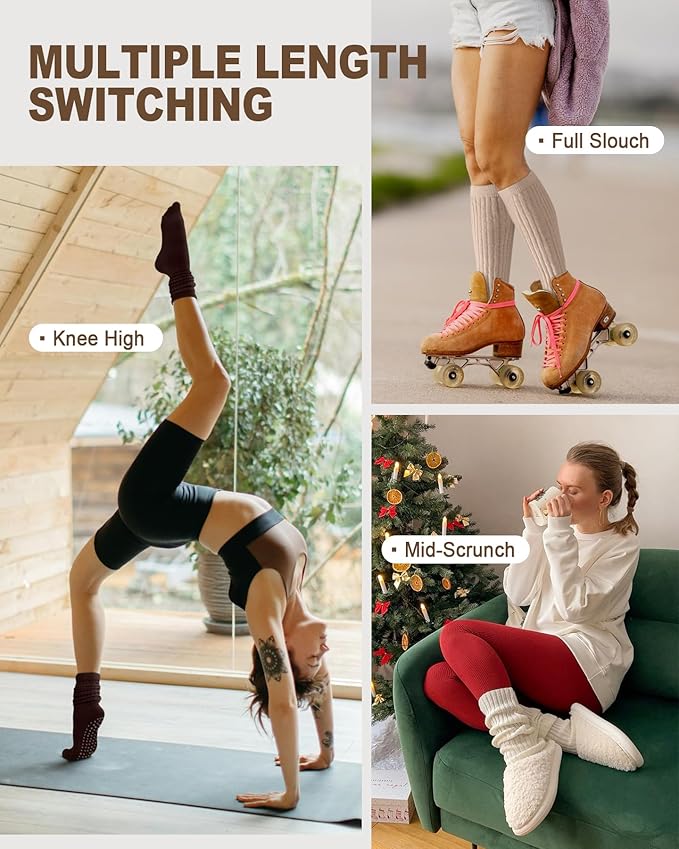 3/6 Pairs Grip Pilates Socks for Women, Non-slip Yoga Athletic Socks for Barre Ballet Barefoot Workout Hospital