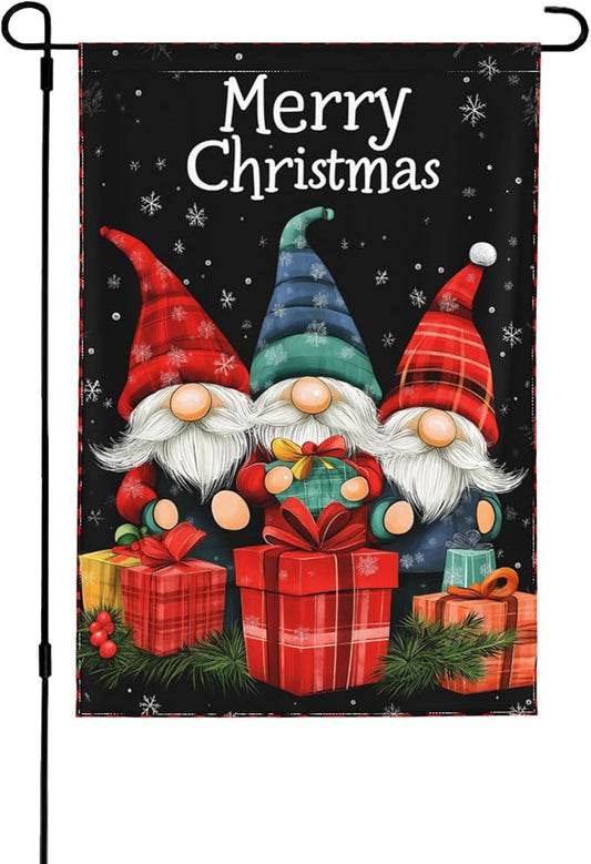 Merry Christmas Gnomes Garden Flag 12x18 In Double Sided Yard Flags Lawn Sign Decor No Flagstand