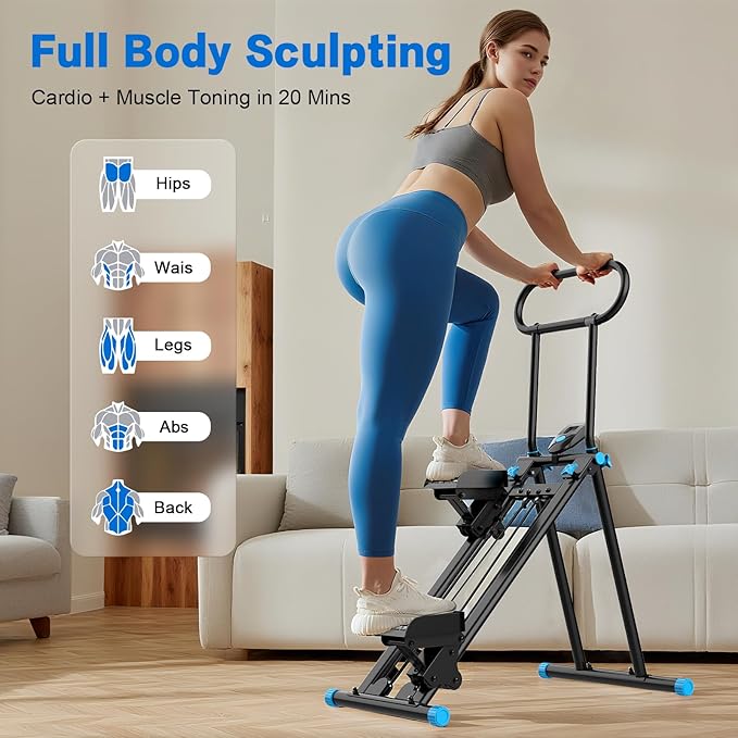 Stair Stepper for Home Gym,Folding Vertical Climber Cardio Exercise Machine,Stair Climber for Full Body Workout with Adjustable Handlebar for Women & Men