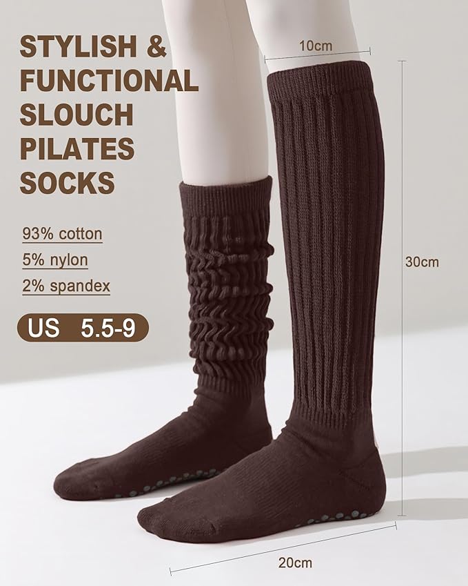 3/6 Pairs Grip Pilates Socks for Women, Non-slip Yoga Athletic Socks for Barre Ballet Barefoot Workout Hospital