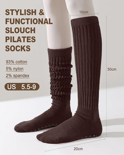 3/6 Pairs Grip Pilates Socks for Women, Non-slip Yoga Athletic Socks for Barre Ballet Barefoot Workout Hospital