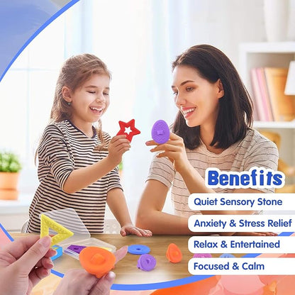 10 Pcs Sensory Fidget Toys Worry Stones for Kids Teens Adults Calming, Pop Fidgets Toy for Anxiety and Stress Silent Fidget Toys for Classroom Student Prizes