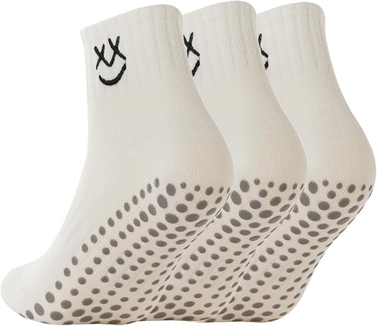 3/6 Pairs Cute Pilates Socks with Grips,Yoga Socks Barre Sock Non Slip Embroidery for Barre Ballet Barefoot Workout