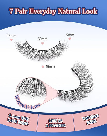 Lashes Wispy Natural Like Russian Eyelashes Everyday Flared Strip Eyelas Doll False Eyelash 7 Pairs F01