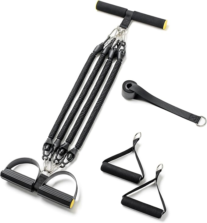Adjustable Pedal Resistance Bands Set - Home Gym Equipment for Full-Body Workout, Elastic Exercise Bands with Handles for Waist Training, Arm & Leg Strength Building, Sit-Ups, and Pull Training