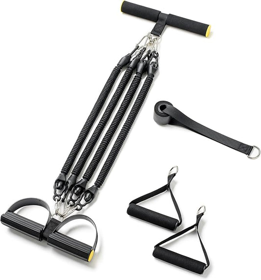 Adjustable Pedal Resistance Bands Set - Home Gym Equipment for Full-Body Workout, Elastic Exercise Bands with Handles for Waist Training, Arm & Leg Strength Building, Sit-Ups, and Pull Training