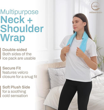 Cooling Towel with Soft Gel Ice Pack Inserts | Included 2 Gel Ice Packs Reusable - Multi Purpose Compression Wrap - Neck, Legs, Arms, Shoulders - Ideal for Post Surgery, Migraines, Hiking and Injuries